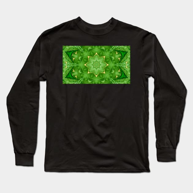 Golden Lotus Mandala Long Sleeve T-Shirt by Edward L. Anderson 